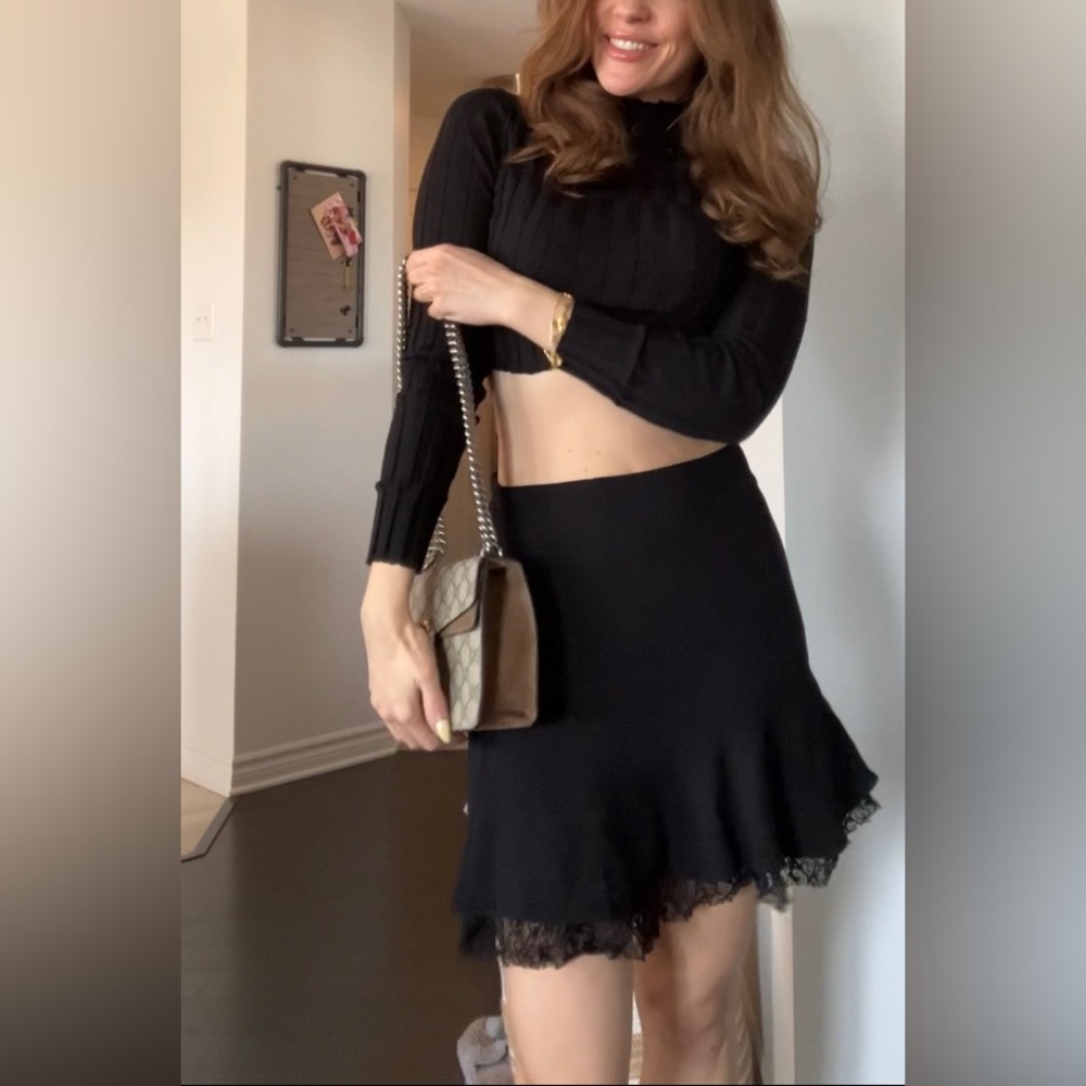 Black Skirt with Lace Trim - Picture 10 of 10
